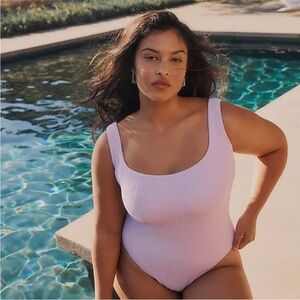 NWT J. Crew Textured Lilac Purple One Piece Swimsuit Size 14